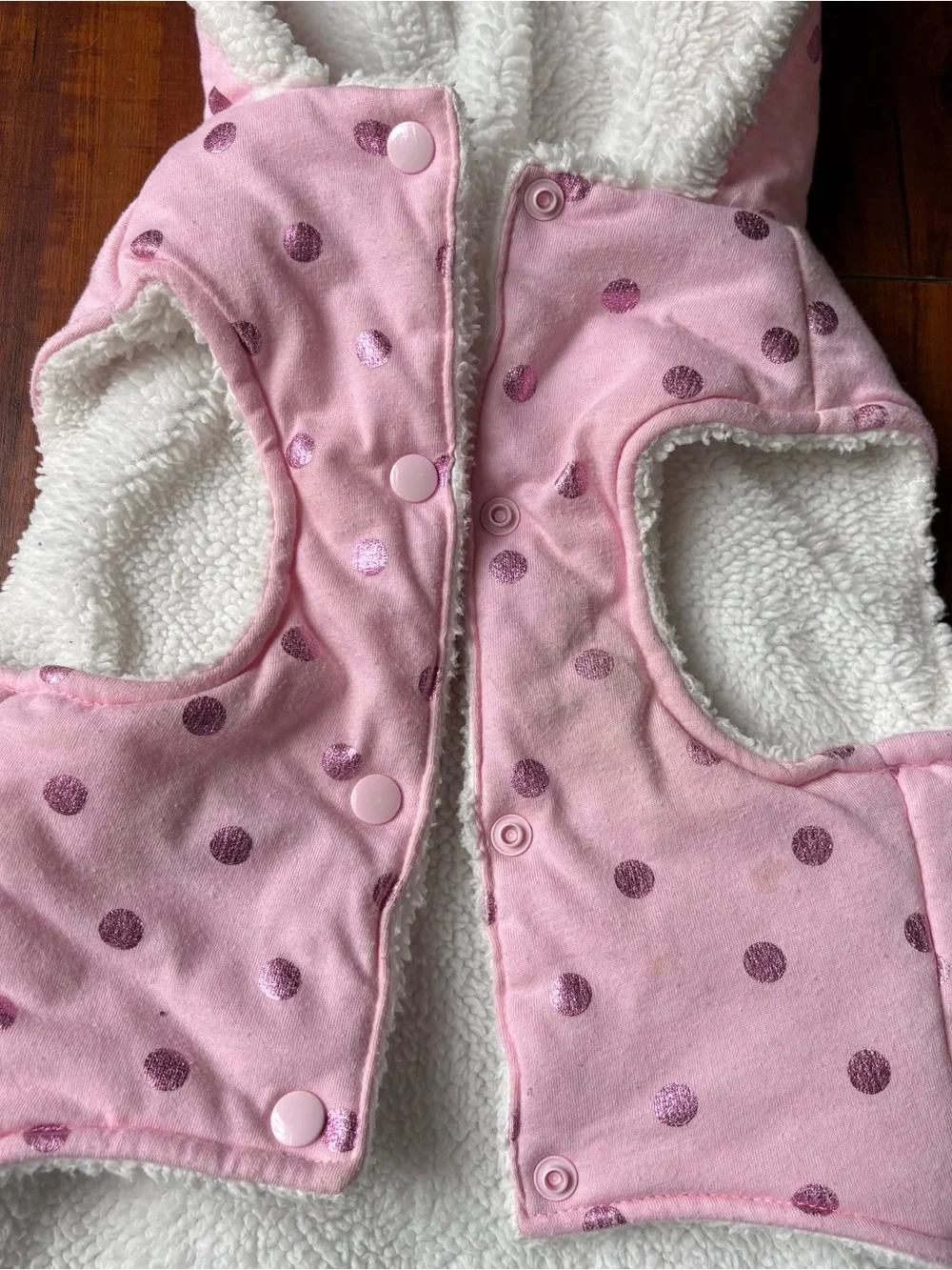 DKNY Pink Polka‑Dot Hoodie Pet Vest – Size M